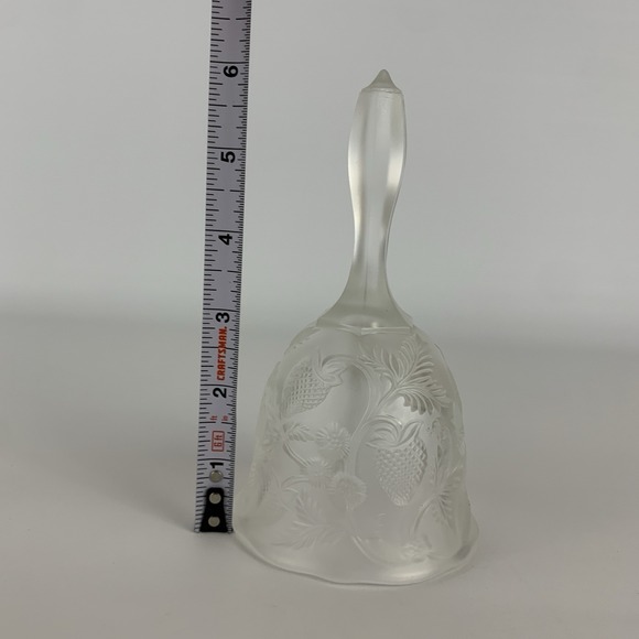 Vintage Fenton Strawberry Pressed Pattern Satin Glass Bell 6" - Picture 7 of 12